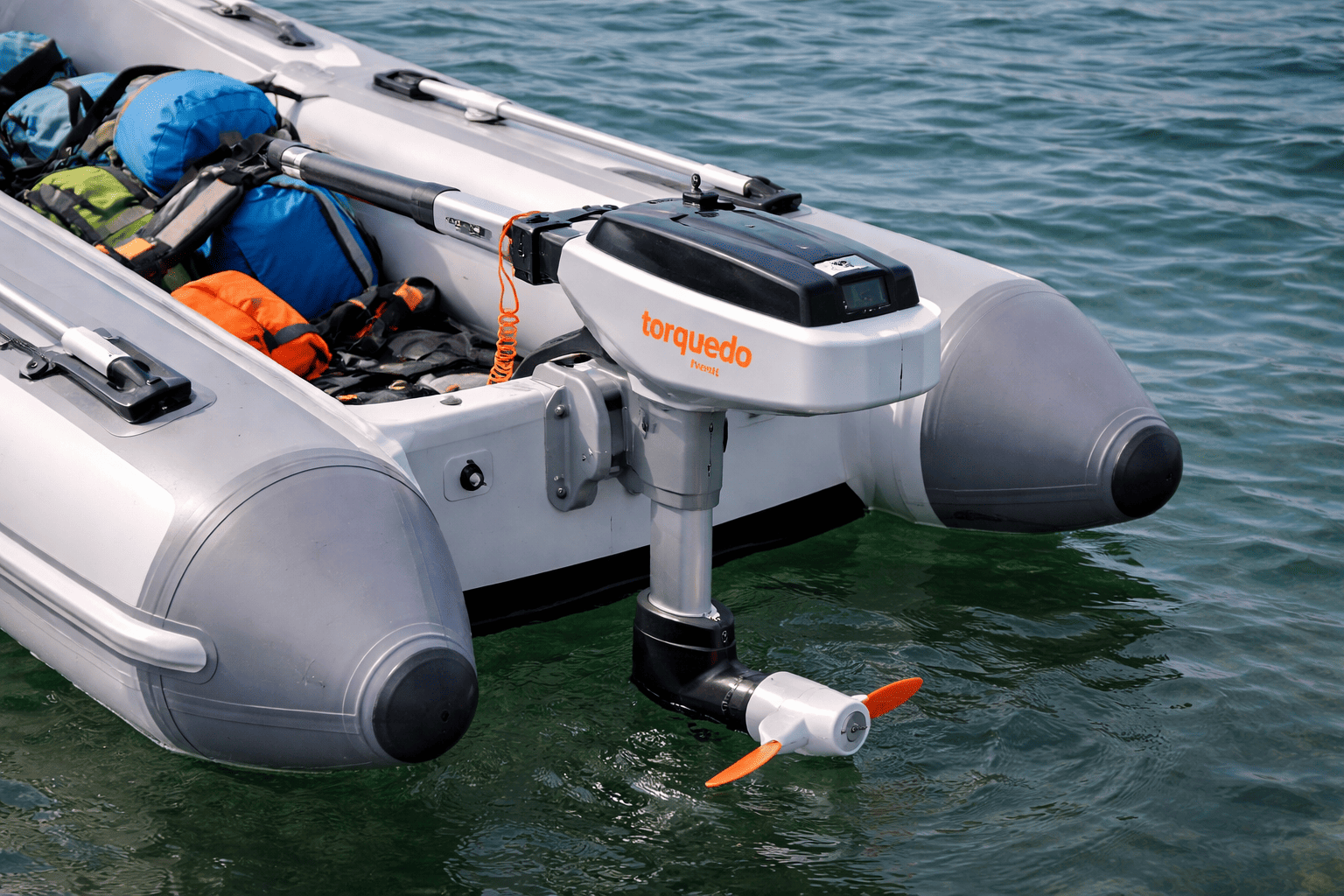 Torqeedo Travel series electric outboard motor on kayak or tender — shop Torqeedo Travel outboards at Boat Engine LLC New York